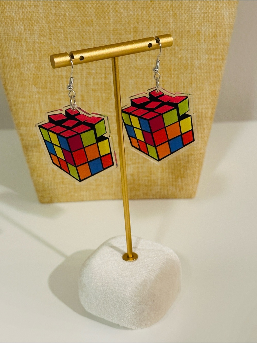 Fashion Jewelry Multicolor Puzzle Cube Dangle Earrings